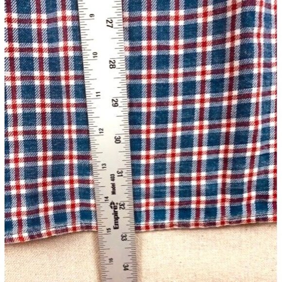 Duluth Trading Co Men's XL Tall Red & Blue Plaid Short Sleeve Button-Up Shirt - Picture 8 of 9